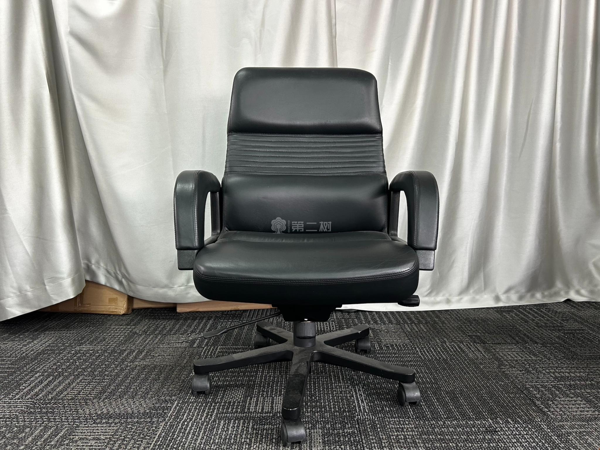 黑色二手老板椅办公椅电脑椅职员椅子皮质转椅