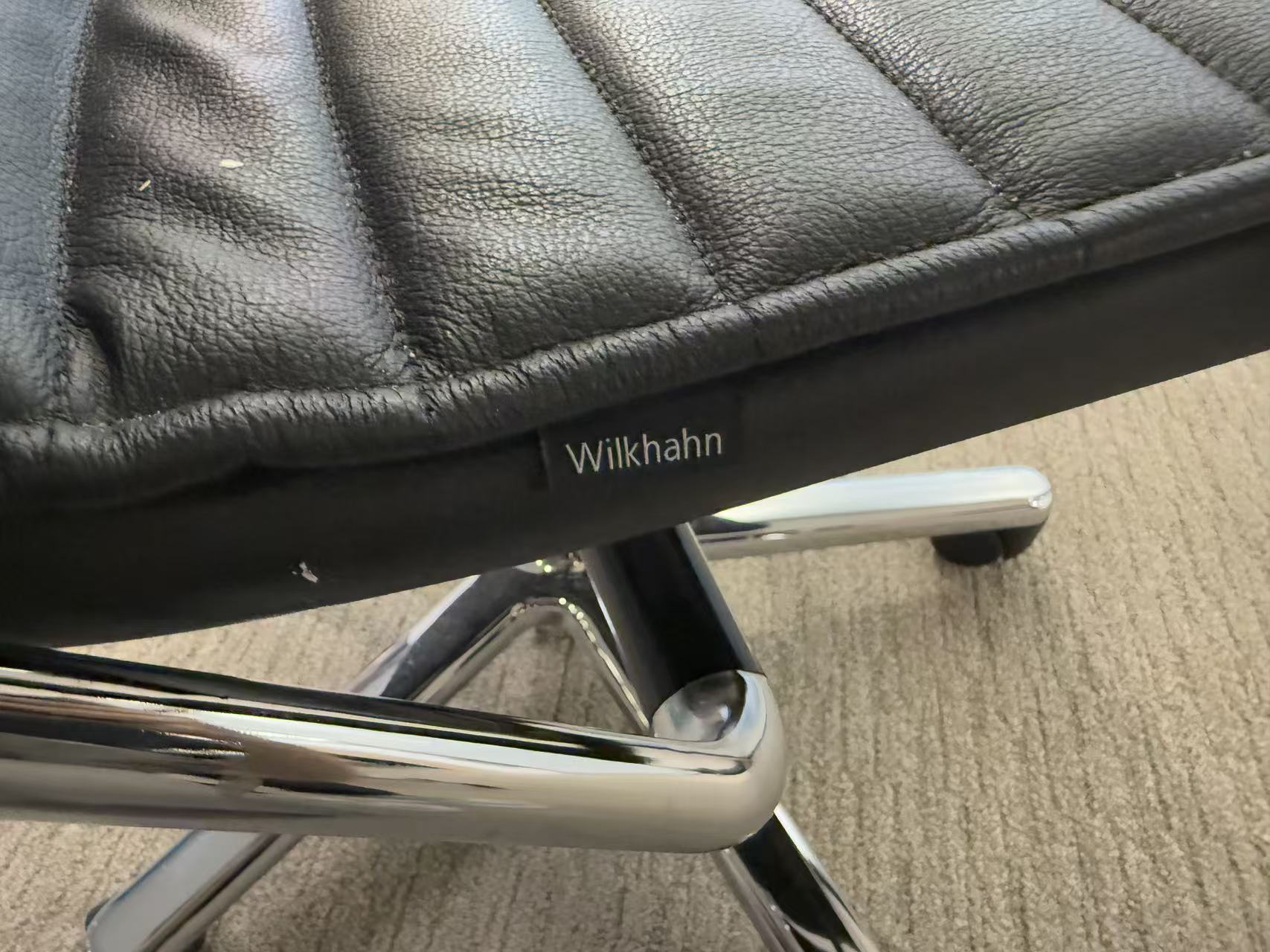 德國品牌Wilkhahn二手黑色條紋真皮辦公椅轉椅